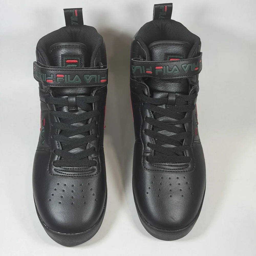 FILA‎ Size-9.5 Vulc 13 Repeat Logo Men's Black Red Sneakers Lace Up Comfort